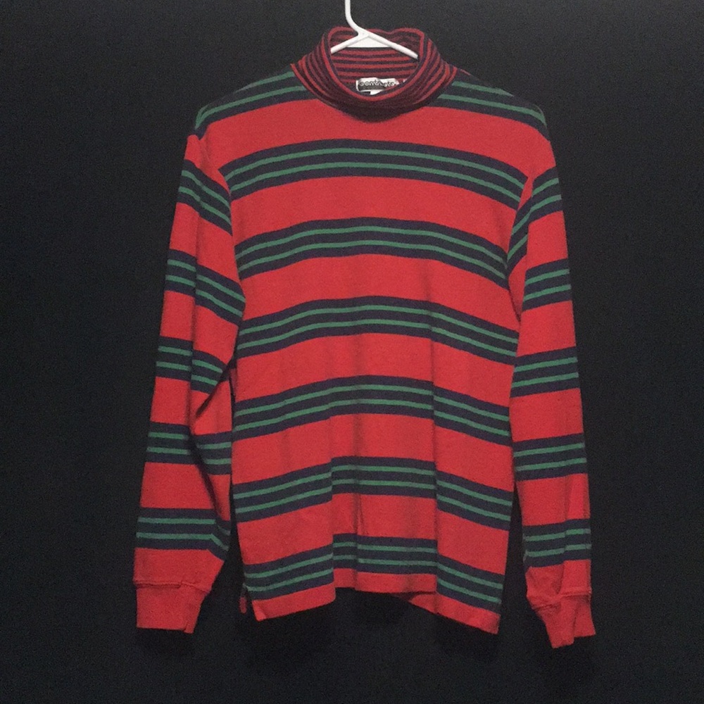 vintage contrasts red&green striped turtleneck